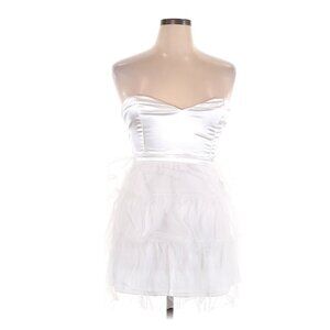 Women's Strapless Sleeveless White Cocktail Mini Dress Size Large NWT